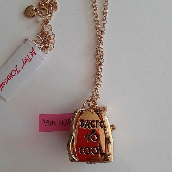 Betsey Johnson Back To Cool Backpack Locket Charm Necklace New - Picture 4 of 5